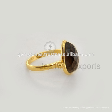 Feito à mão de melhor qualidade Vermeil banhado a ouro 925 anéis de prata esterlina, fabricante por atacado Black Onyx Gemstone Rings